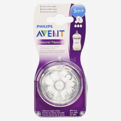 Avent Natural соска для бутылки 3 мес. 2шт