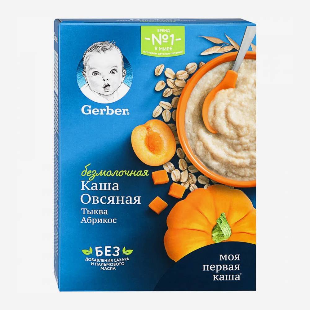 Gerber безмолочная овсяная каша тыква, абрикос 180г