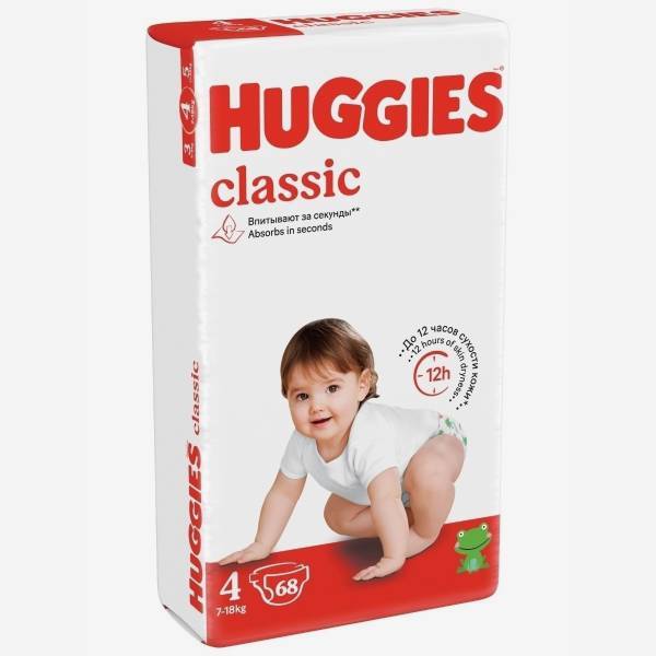 Huggies Classic подгузники N4 68шт.