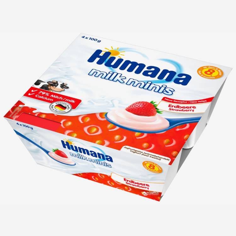 Humana клубниковый йогурт 100г 4шт.