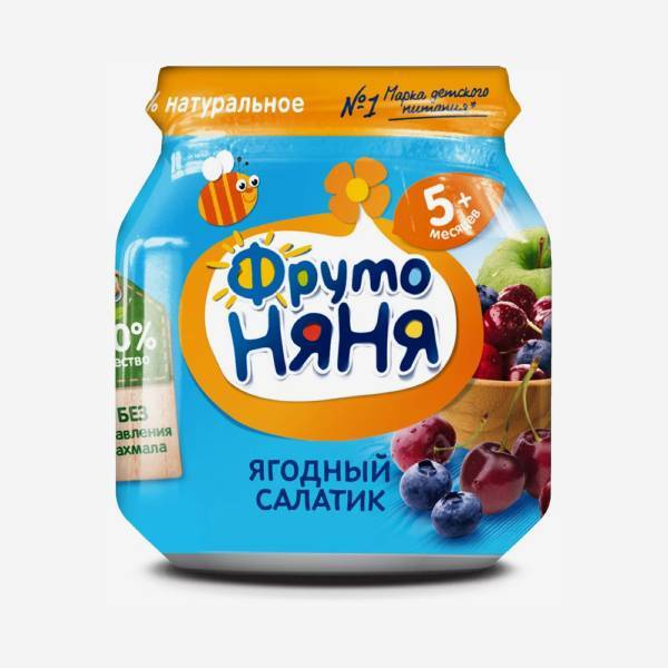 Фруто Няня пюре ягодный салатик 5+ 100г