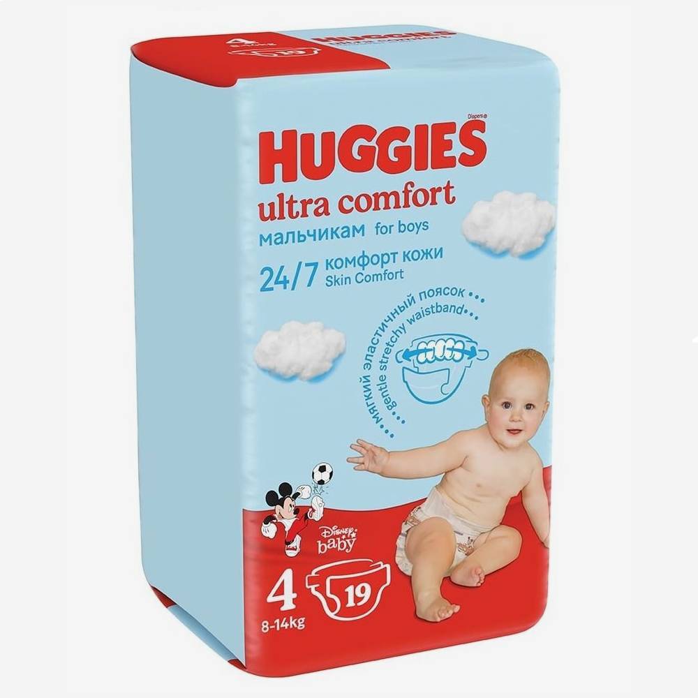Huggies Ultra Comfort для мальчиков N4 8-14кг 19шт.