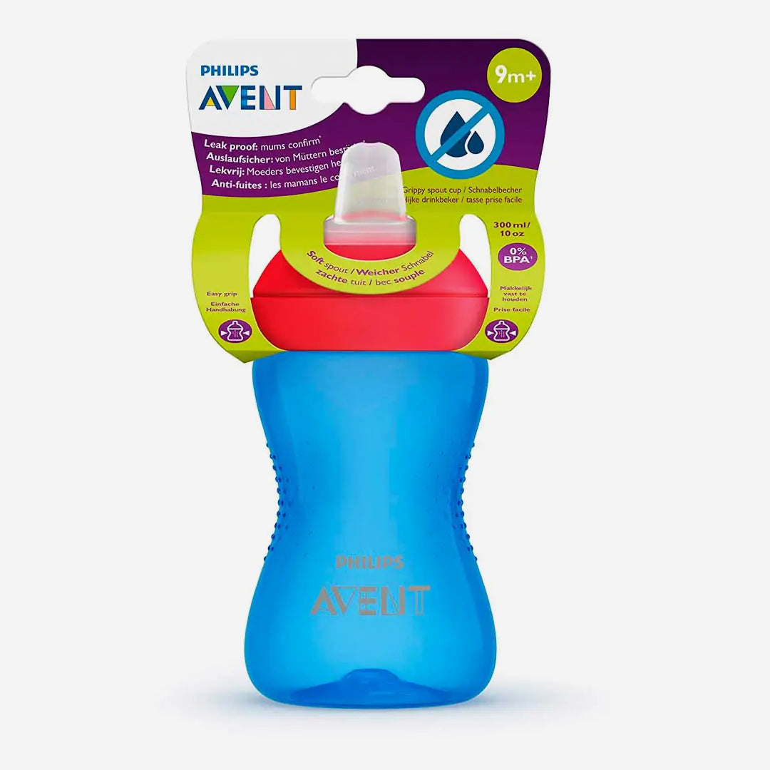 AVENT чашка с мягким носиком красный-синий 9м+ 300мл