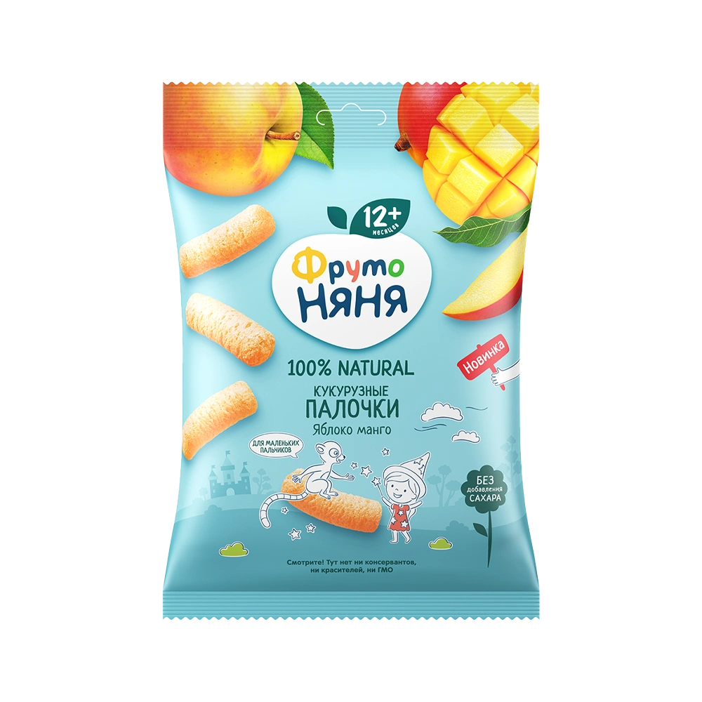 Фруто Няня кукурузные палочки яблоко,манго 12 мес. 20гр  -,