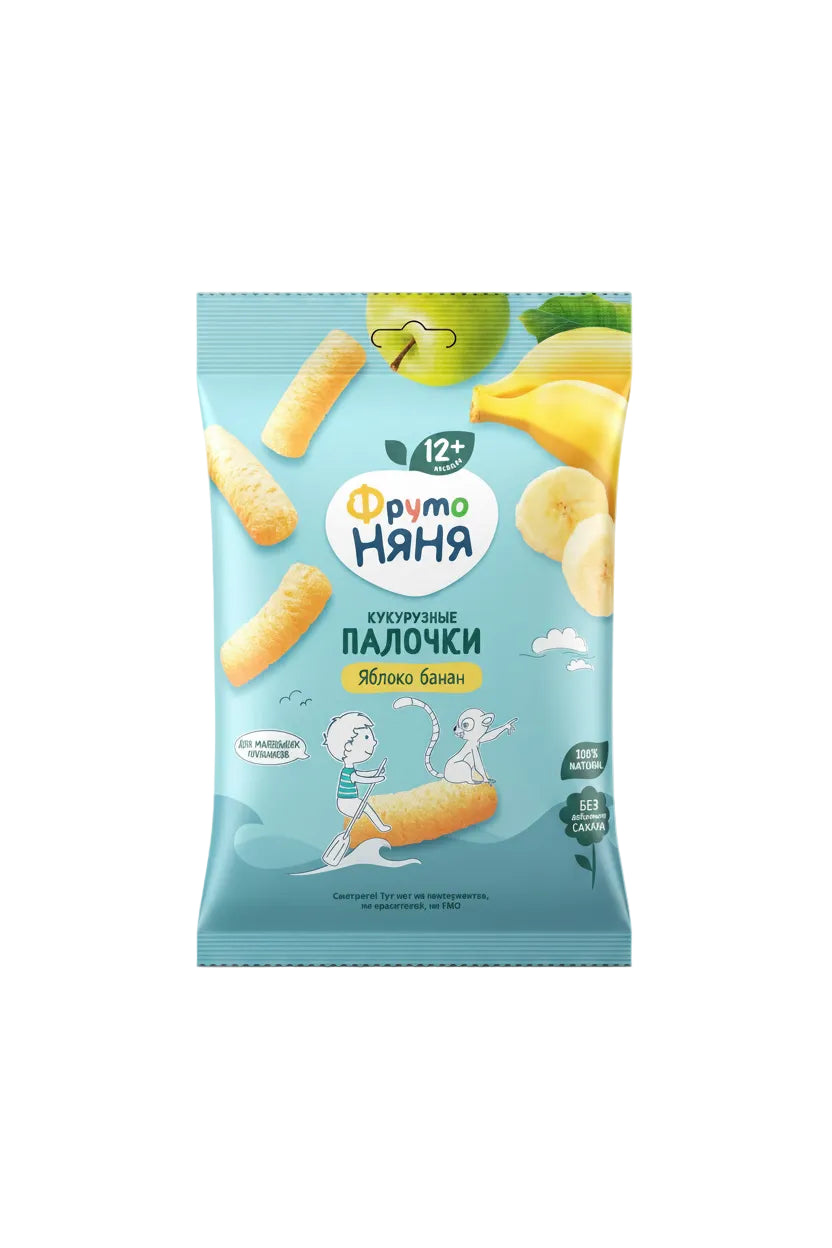 Фруто Няня кукурузные палочки яблоко,банан 12 мес. 20гр