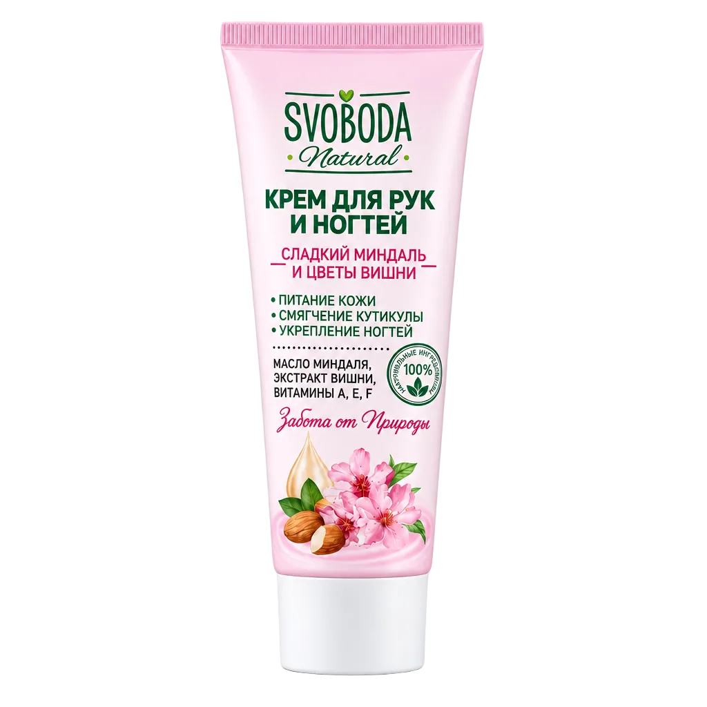 Крем для рук и ногтей Svoboda Natural «Сладкий миндаль и цветы вишни»